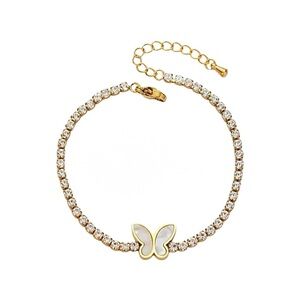 Mother of Pearl Butterfly Tennis Bracelet Stainless Steel
